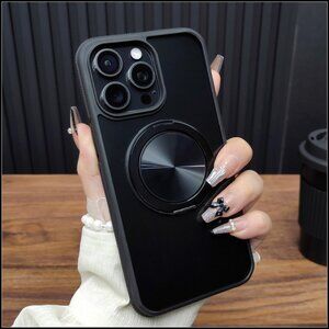 Sleek Black Phone Case with Ring Stand